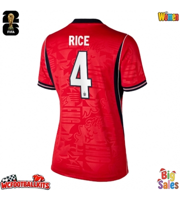 England Declan Rice #4 Replica Away Stadium Shirt for Women World Cup 2026 Short Sleeve
